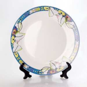 Personalised Ceramic Deep Soup Plate | Dish Dinner Plate with Stand - Flowers