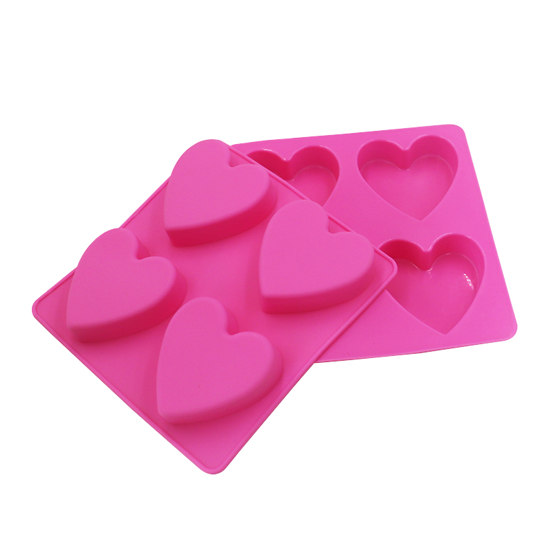 4 Cavity Handmade Silicone Soap Mold Heart 3d Craft Soap Making FoS1
