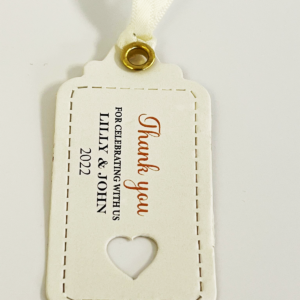 FAVOUR | Luxury Personalised Party Tags with Gold Eyelets | Heart Shape Thank You Tags with Rounded Corners