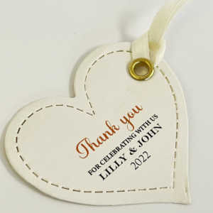 HEARTY | Personalised Heart Shape Favour Tags with Gold Eyelets