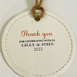 Personalised Round Rectangular Shape Favour Tags with Gold Eyelets
